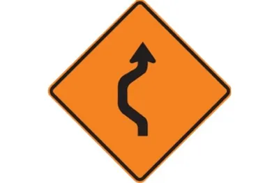 Reverse Curve Left (RUS) Roll-Up Signs